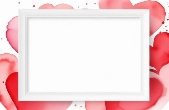White frame with red hearts around the edges valentine day greeting card.