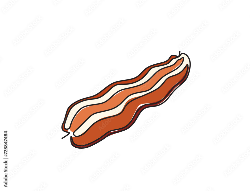 Poster continuous one line drawing strip of bacon