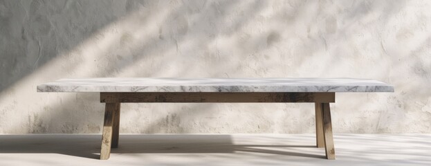 White Marble Table in Front of White Wall