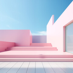 image of minimalist modern architecture in pastel colors - 728847834