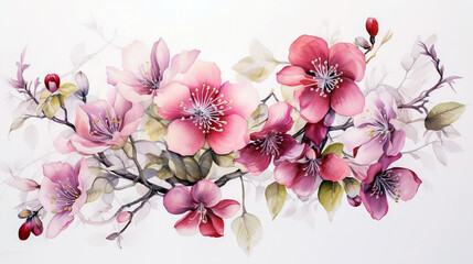 Naklejka premium Beautiful flowers in chinese style. Ai art