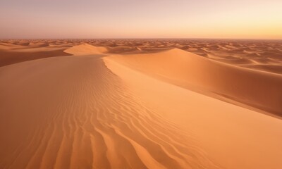 Fototapeta na wymiar Golden sunset over a serene desert landscape