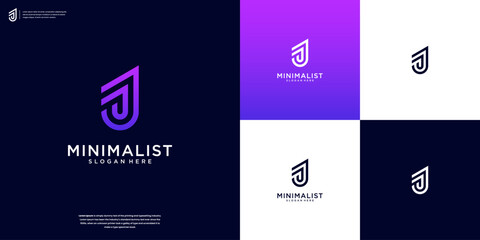 J letter initial logo template vector, modern app, elegant branding design