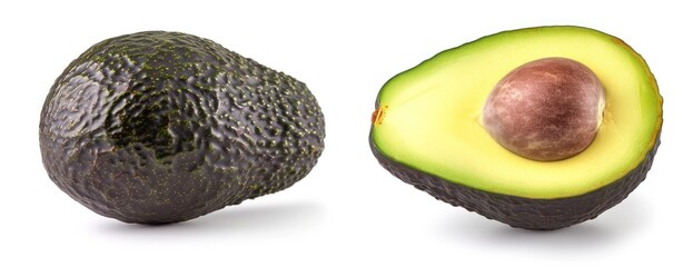 Avocado Cut in Half on White Background