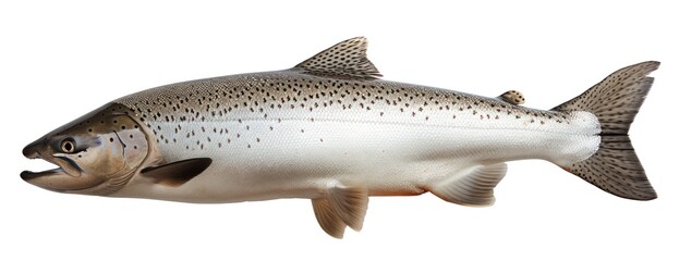 Standing atlantic salmon on White Background