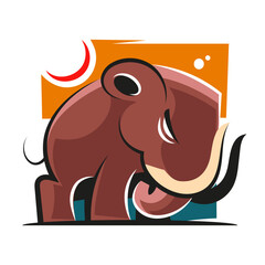 mammoth elephant logo vector icon illustration. mammoth ancient animal line logo mascot