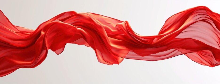 The Beautiful Red Scarf Billowing in the Wind
