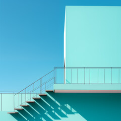 image of minimalist modern architecture in pastel color - 728849425