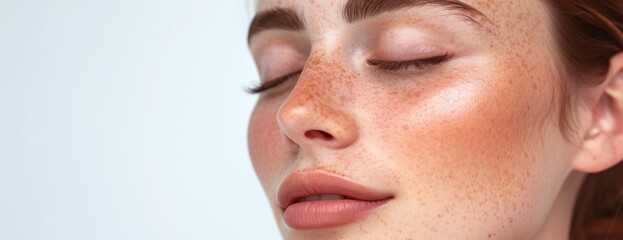 skincare daily treatment With Freckles, Eyes Closed