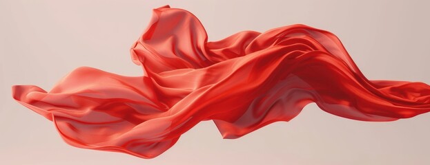 Vibrant Red Cloth Blowing in Wind