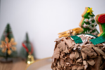 chocolate cake with christmas decoration