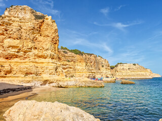 Cliffs and caves in Benagil, Algarve, Portugal - 728850488