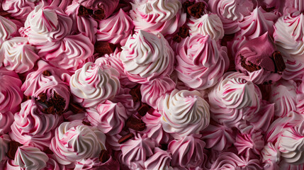  a pile of pink and white cupcakes sitting on top of a pile of other pink and white cupcakes sitting on top of each other cupcakes.