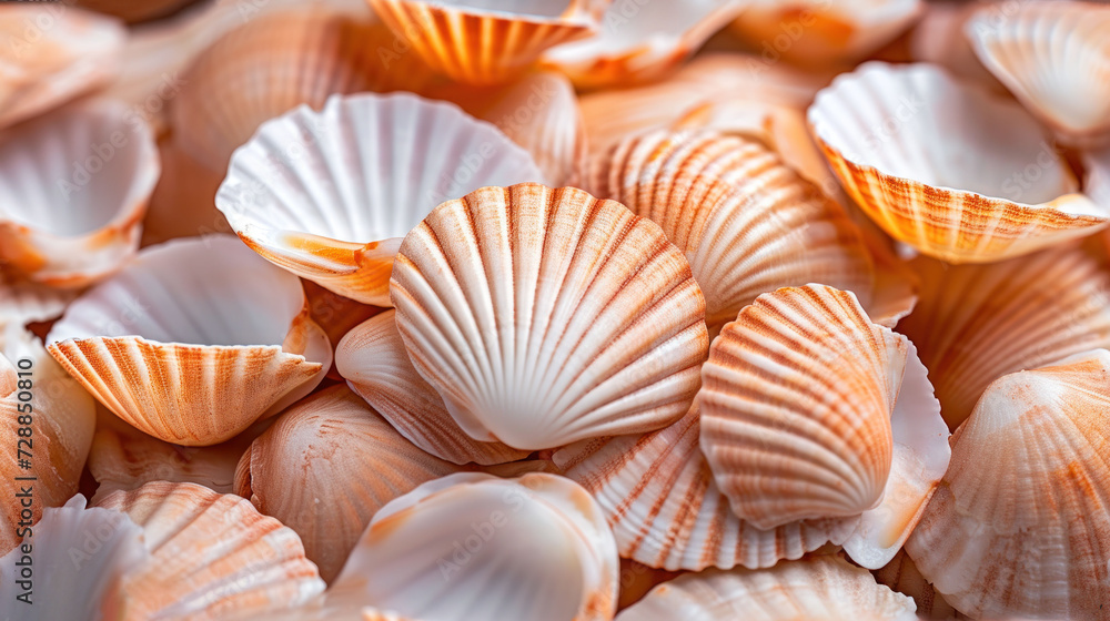 Poster a bunch of seashells laying on top of each other with a caption below that says seashells callos on 