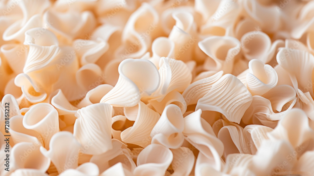 Poster a close up view of a pile of pasta noodles that have been cut in half and stacked on top of each oth