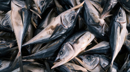 Fototapeta premium a pile of fish sitting next to each other on top of a pile of other fish on top of a pile of other fish on top of some sort of food.