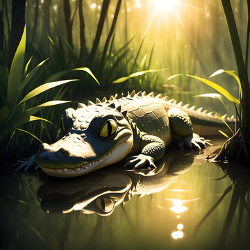 baby alligator sleeping