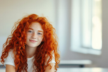 Teenage Female Student Sitting in Classroom Looking at Camera