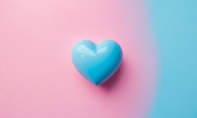 Obraz premium Glossy heart on a bright background. Blue and pink pastel colors