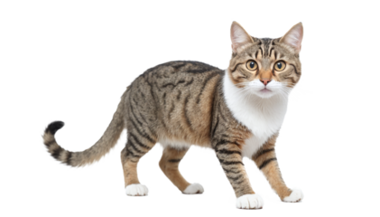 cat in full body stand isolated against transparent background