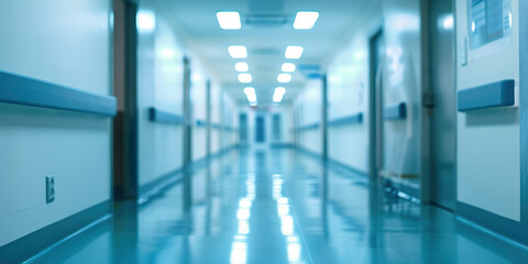 Blurred modern hospital corridor background