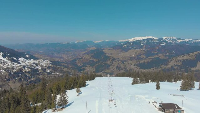 Aerial View Of Ski Area In Borsa, Maramures, Romania