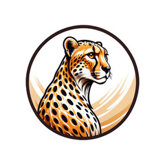 Elegant Tiger Logo Illustration: Detailed Artwork of a Majestic Tiger Encircled in Brown, Ideal for Brand Identity