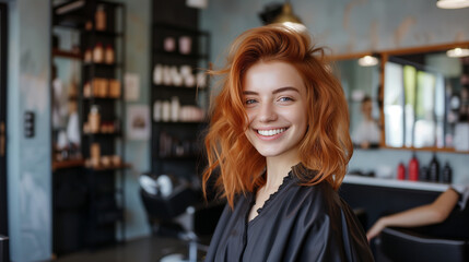 Hair transformation with a vibrant young redhead poised to embrace a new look