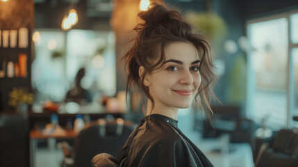 beauty and transformation as a young woman awaits her stylish makeover