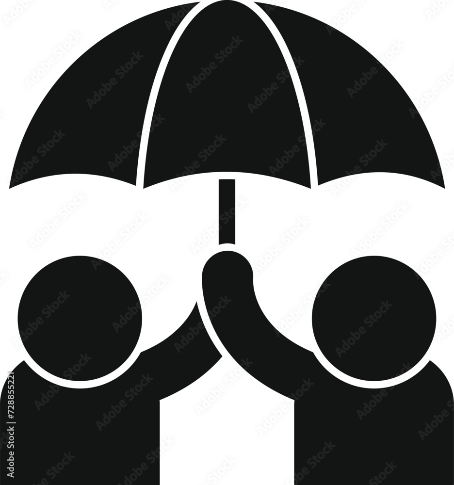 Sticker Umbrella friendship icon simple vector. Fun respect. Love care support