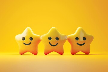 Fototapeta premium Funny yellow star playful fun, cheerful item toy love, isolated and cartoonish, smiles joy to children. Smiling starling toy positive psychology happiness. Shiny gold star rating customer satisfaction