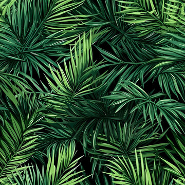 PALMS vector seamless pattern with exotic jungle leaves