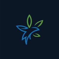 vector marijuana cannabis hummingbird Logo outline of a hummingbird in flight