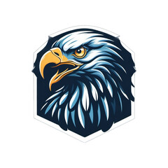 Detailed Illustration of a Majestic Eagle’s Head Encased in a Geometric Border, PNG Logo Design
