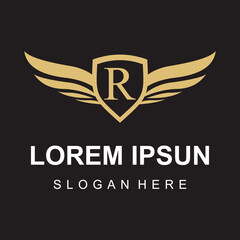 Vector wing logo on letter
