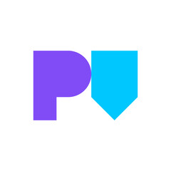 Letter p shield modern simple logo