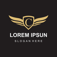 Vector wing logo on letter