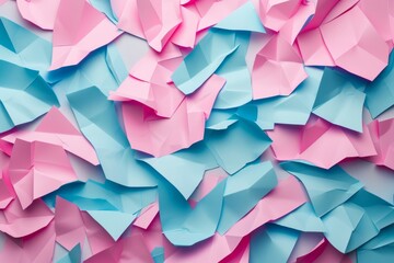 Naklejka premium Abstract scraps of pink and blue paper background Generative AI