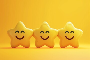 Obraz premium Funny yellow star playful fun, cheerful item toy love, isolated and cartoonish, smiles joy to children. Smiling starling toy positive psychology happiness. Shiny gold star rating customer satisfaction