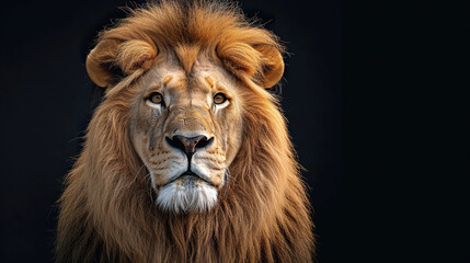 Fototapeta premium Majestic Lion king Portrait on black background