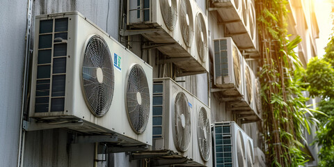 Many condensing units of air conditioners