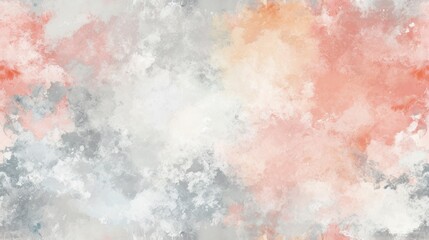 Fototapeta premium a painting of pink, grey and white clouds on a gray and pink background with a red and white stripe at the bottom of the left corner of the image.
