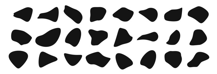 Set of organic blobs shape, Rounded abstract organic shapes collection. Shapes of cube, pebble, inkblot, drops and stone silhouettes.