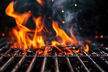 Close up of an isolated barbecue grill on a black background