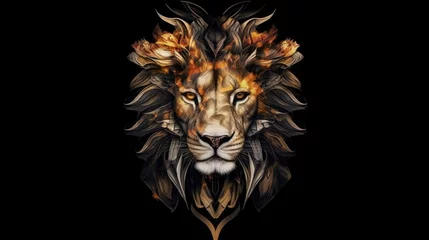 Poster Geometric lion head with the face in a polygon abstract pattern, computer Generative AI stock illustration image © Volodymyr Skurtul