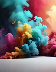 Colorful abstract paint splashes on white background. 3d render