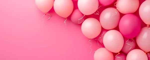 Photo sur Plexiglas Ballon Pink balloons on a pink background, concept of gender reveals and baby showers