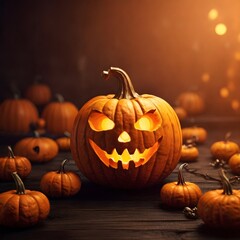 Fototapeta premium Halloween Pumpkin Background in Orange Tone