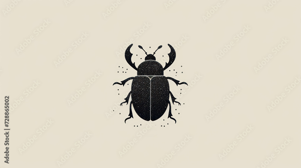 Poster a bug on a white background with a black outline of a bug on the bottom of the image and a black out