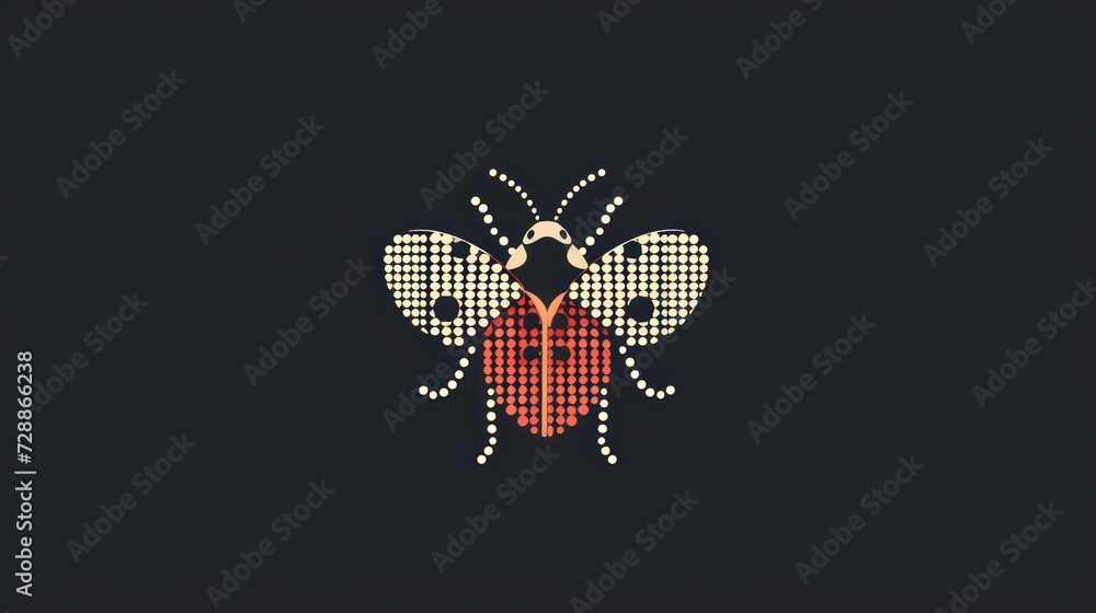 Poster a bug on a black background with a red and white checkerboard bug on it's back and a black backgroun